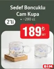GLASS İN LOVE SEDEF BONCUKLU CAM KUPA 280 CC 2'Lİ